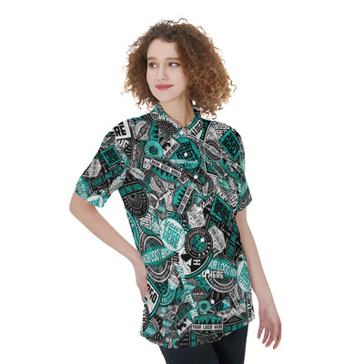 Team Shop-All-Over Print Women's Short Sleeve Shirt With Pocket